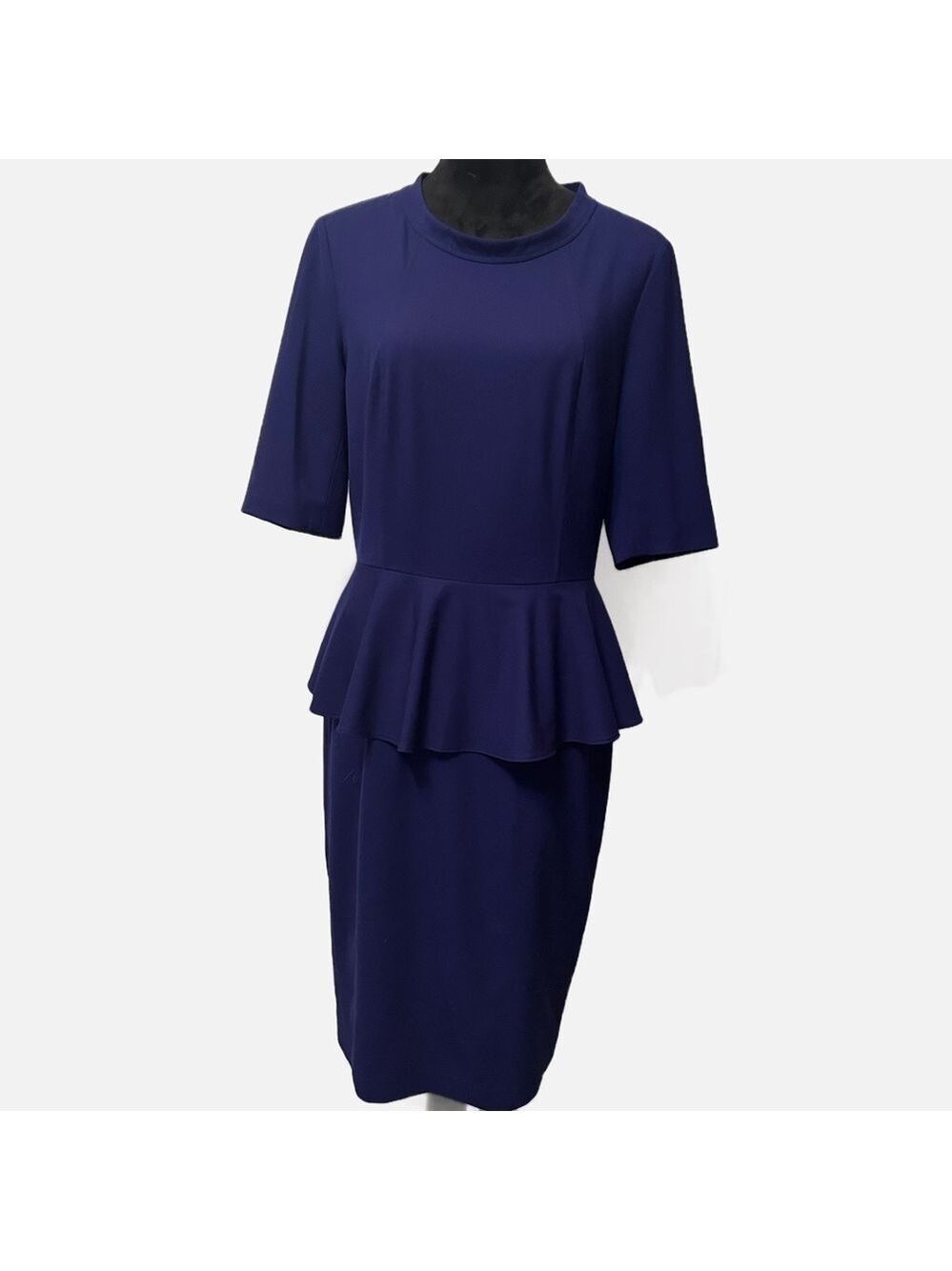Lafayette 148 New York Wool Peplum Dress Size 8 Half Sleeve Sheath Career Work